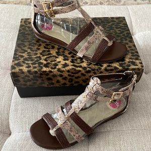 Greta Embossed Leather Gladiator Sandal